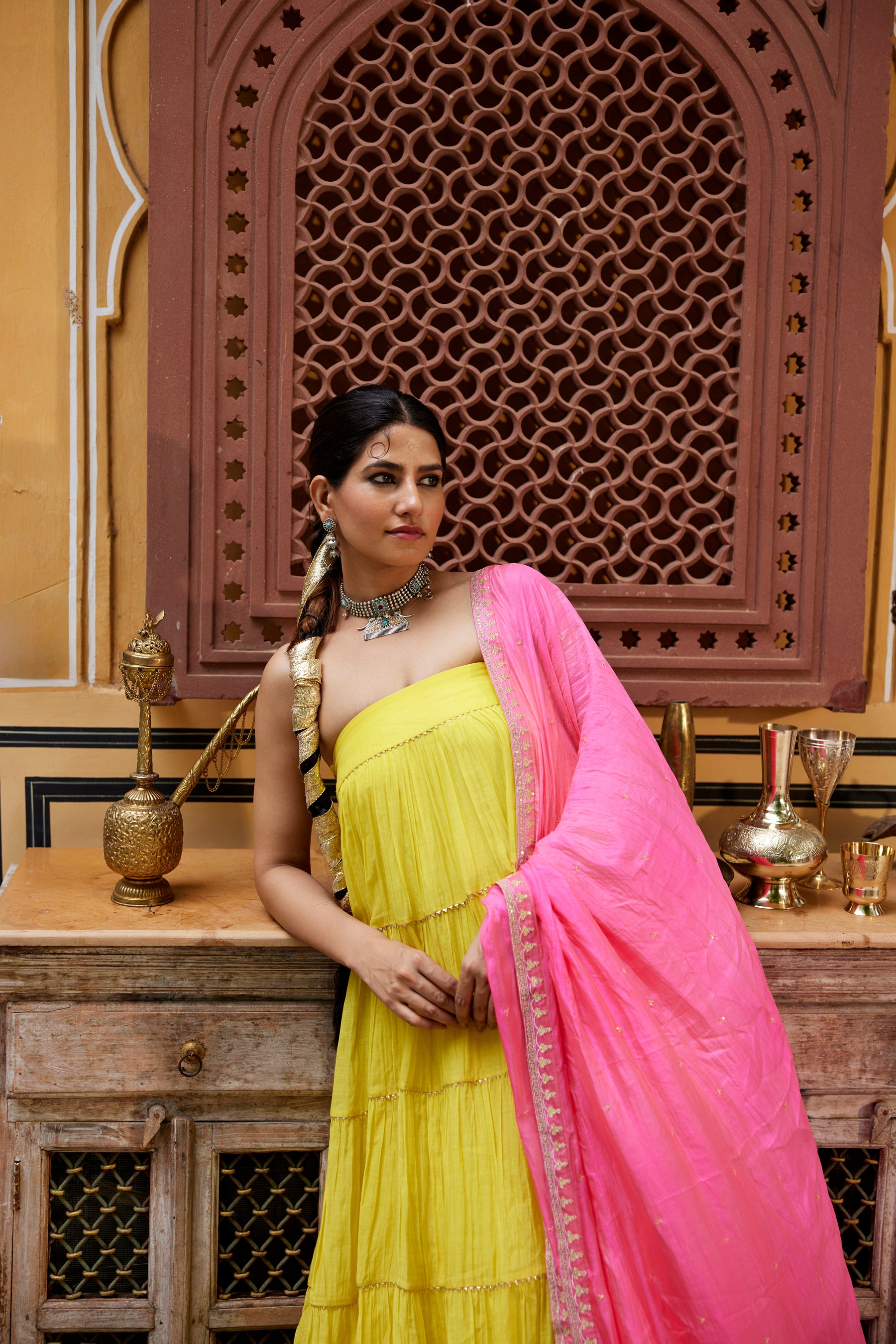 Lime yellow tube Gown