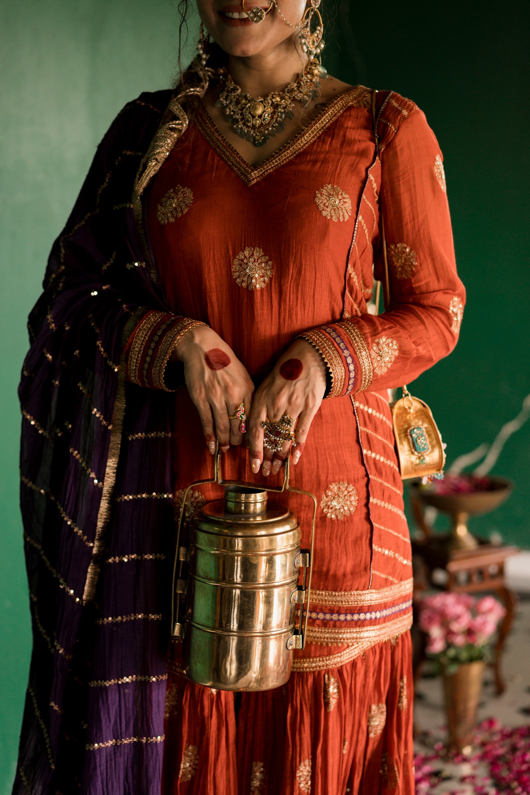 Rust Sharara Set