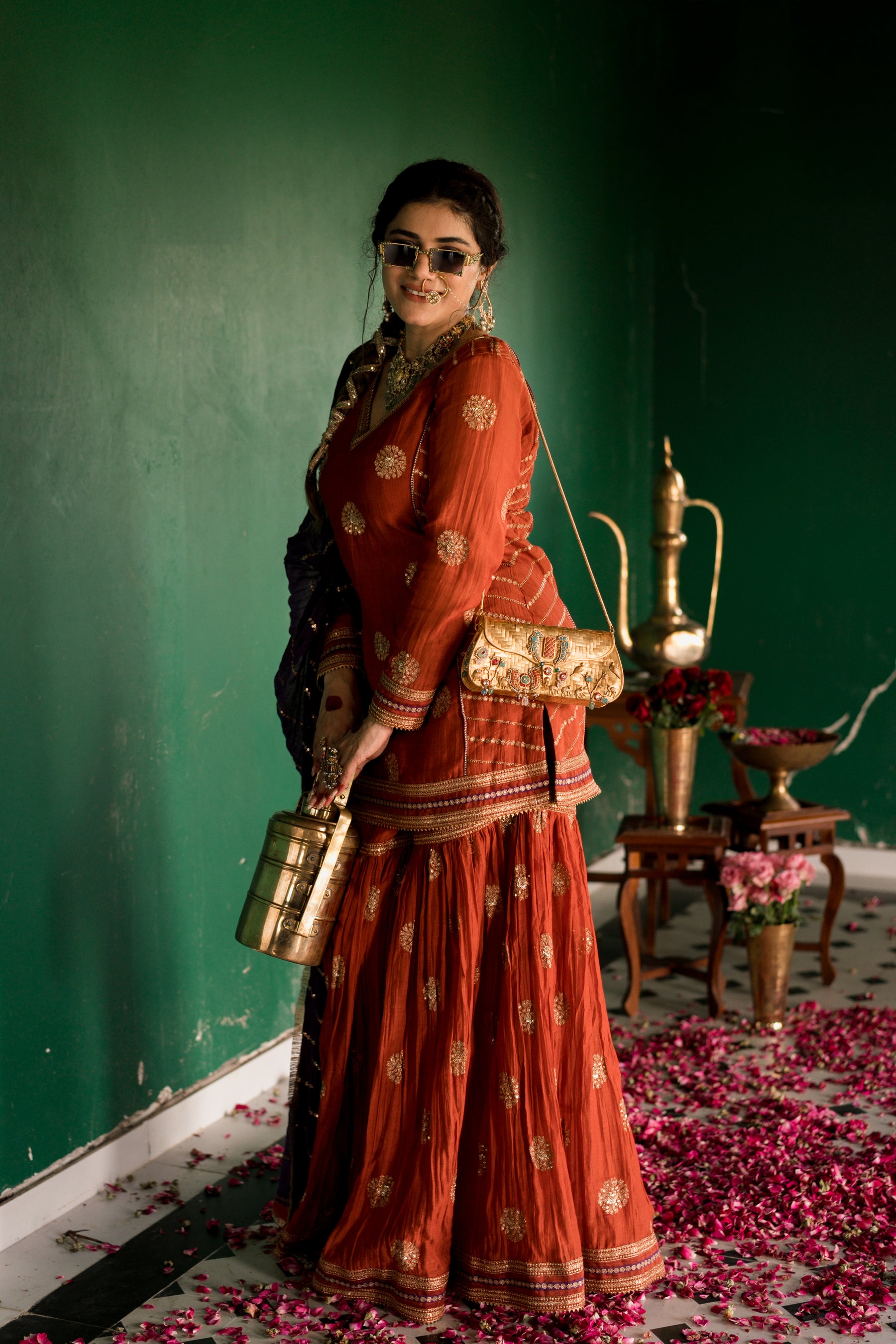 Rust Sharara Set