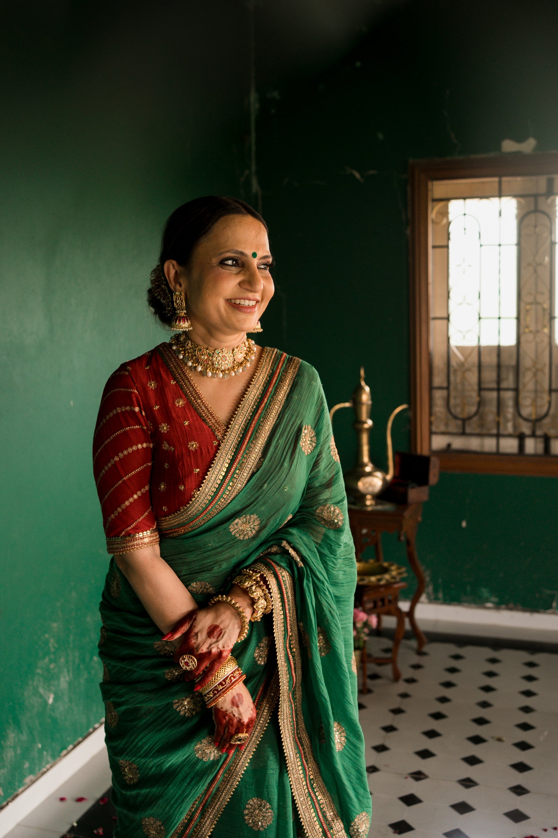 Emerald green saree
