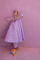 Purple polka kurta set