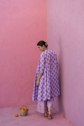 Purple polka kurta set