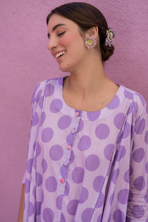 Purple polka kurta set