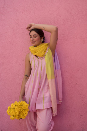 Baby pink kali kurta with salwar