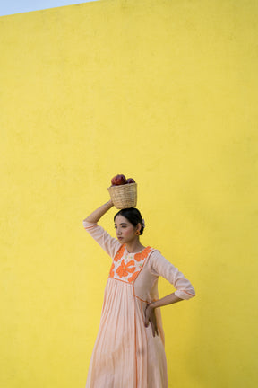 peach long kurta set