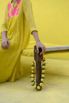 Yellow long kurta set