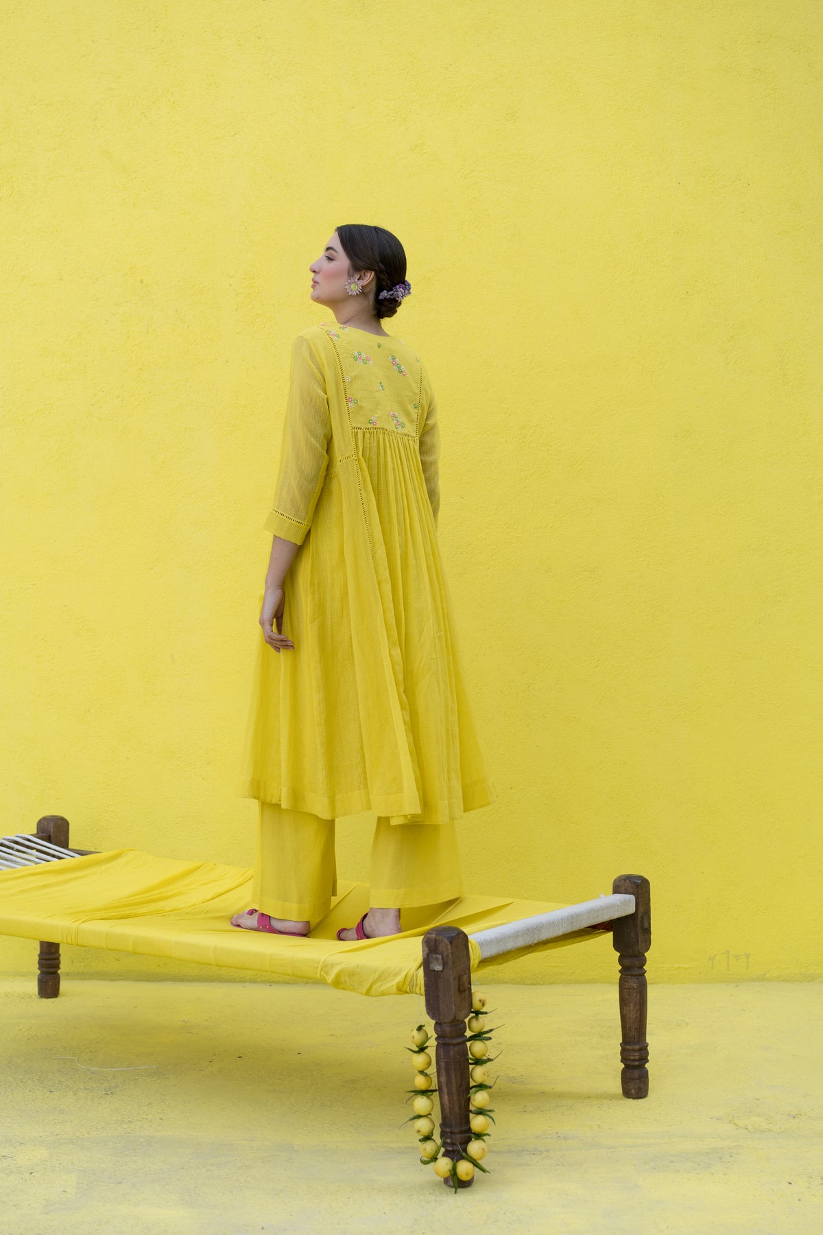 Yellow long kurta set