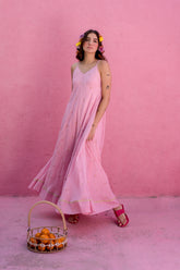 Baby pink strawberry long dress