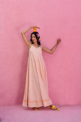 Peach long carrot dress