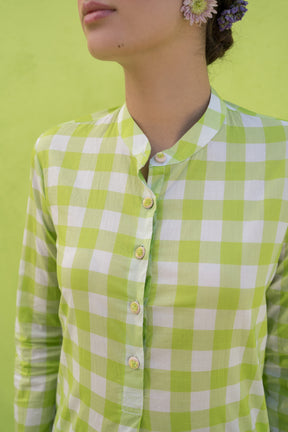 Light green checks kurta set