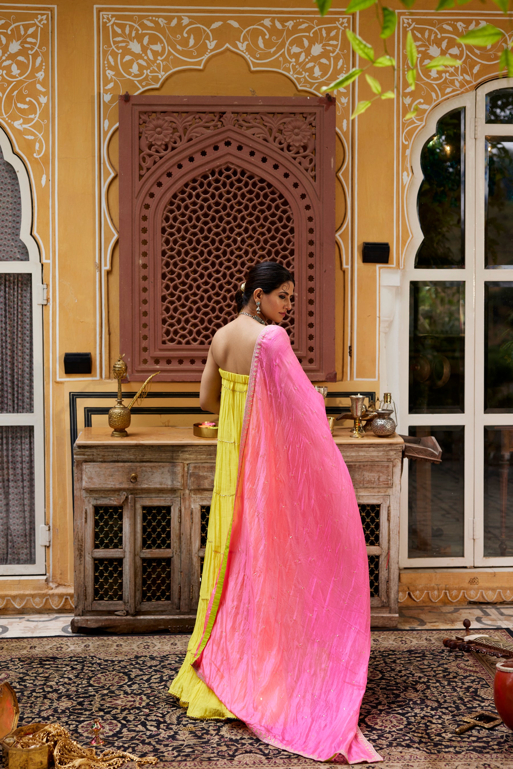 Lime yellow tube Gown