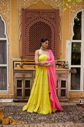 Lime yellow tube Gown