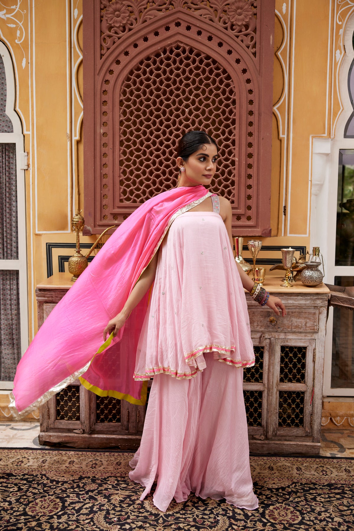 Baby pink Kurta Sharara