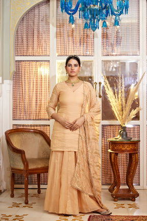 Peach Kalidar Palazzo with kurta