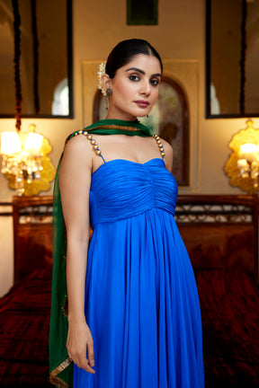 Royal Blue draped gown