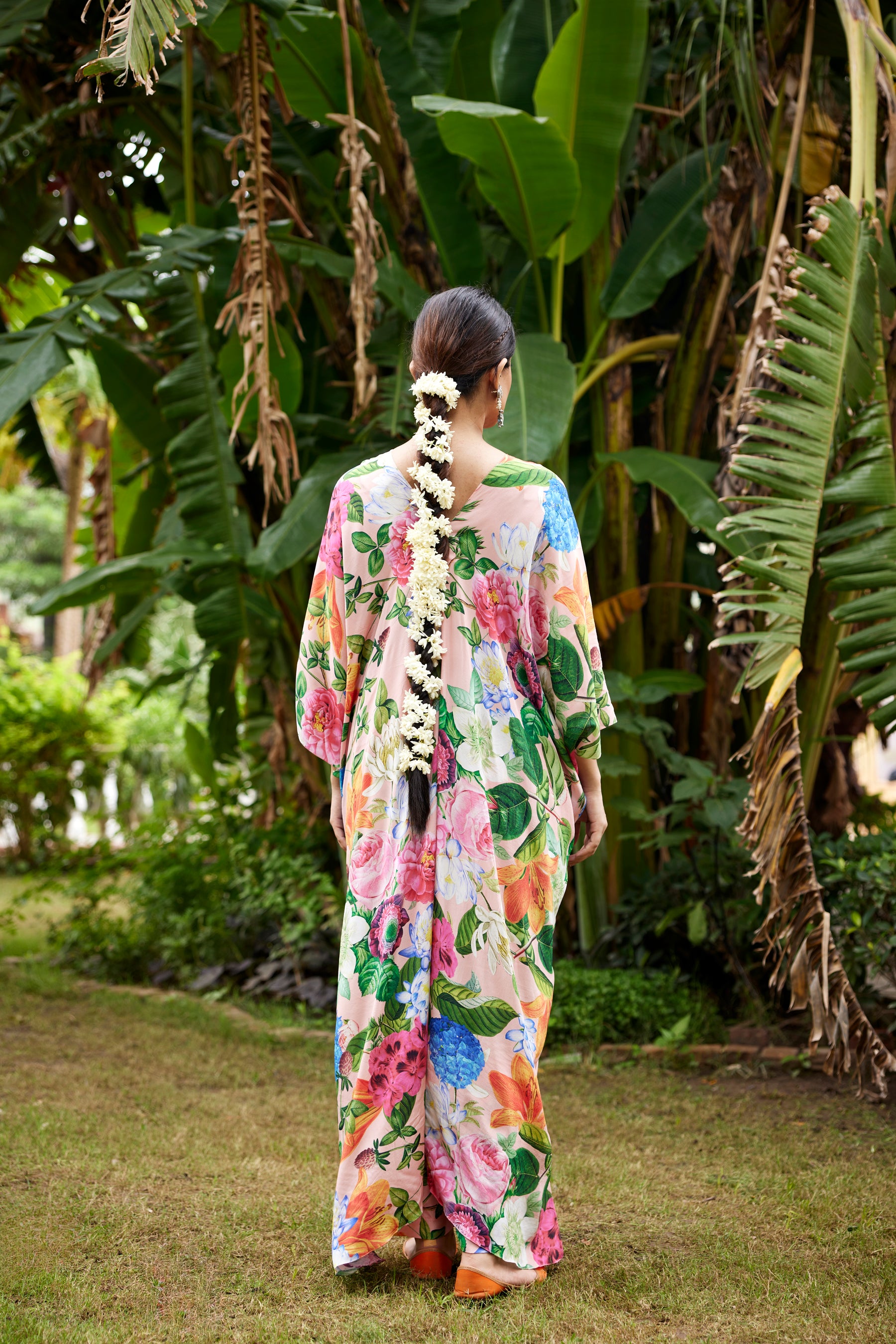 Peach floral Knot kaftan set