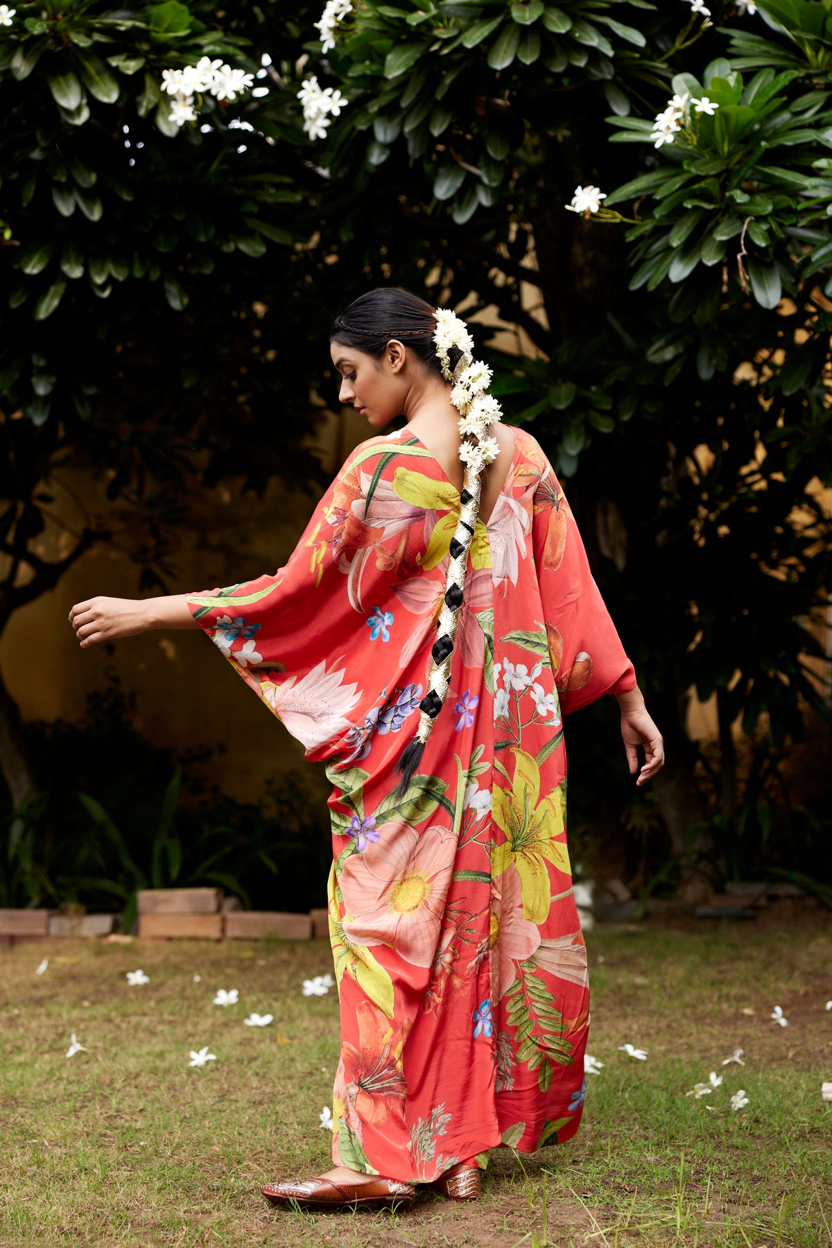 Red floral Knot kaftan