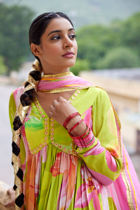 Neon Green Sharara Set