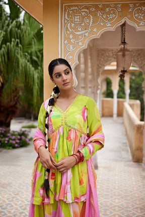 Neon Green Sharara Set