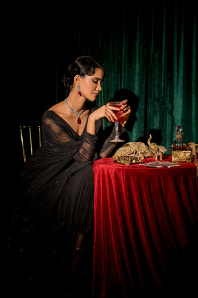 Black Swarovski Embellished Saree