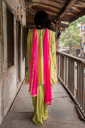 lime green Dhoti set