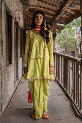 lime green Dhoti set