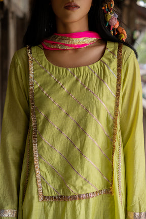 lime green Dhoti set