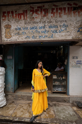 Haldi Sharara set lime dupatta