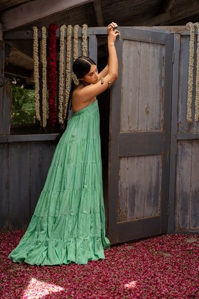 Green tube dress